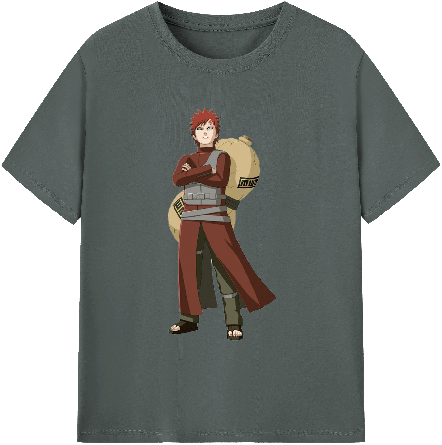（画像用） NARUTO -ナルト- ガアラ Gaara 綿100％ メンズ半袖Tシャツ｜肌触りやわらか＆通気性